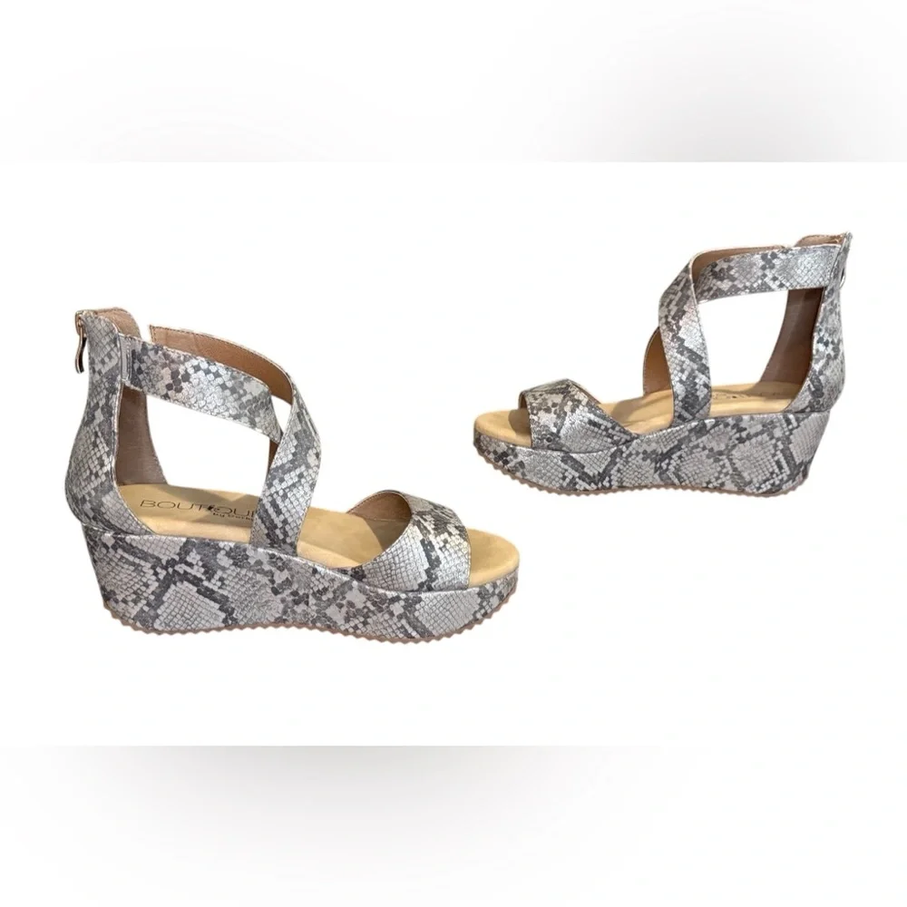 Corkys Fay Taupe Snake Print Wedge Sandals Women’s Size 8 - Picture 6 of 9